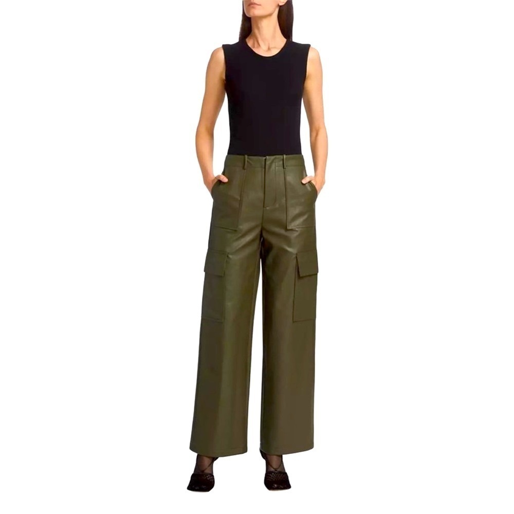 WAYF brown vegan leather Mischa cargo pant NWT